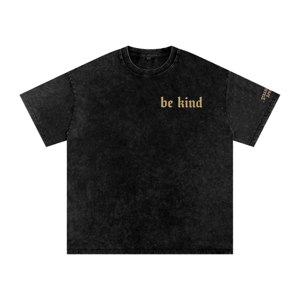 Snow Washed Oversized Cotton T-Shirt - Be Kind, Stay Strange - Wolf and Lamb